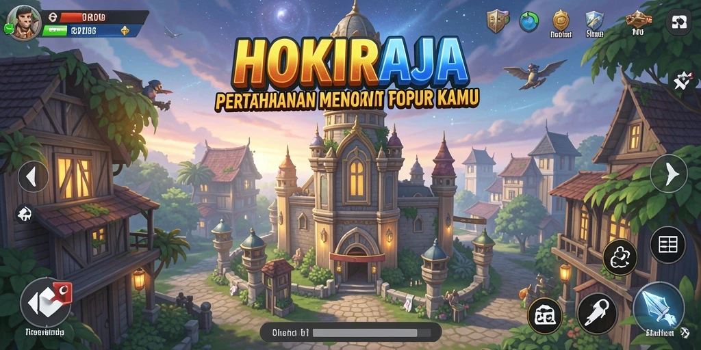 Screenshot utama HOKIRAJA menampilkan aksi intens Tower Defense.