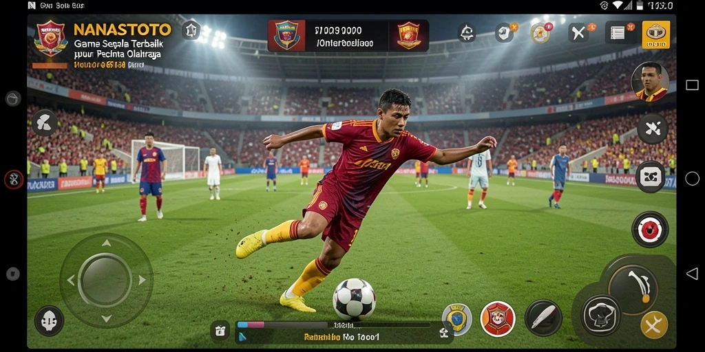 Tampilan gameplay NANASTOTO yang seru dan kompetitif dalam sepak bola.