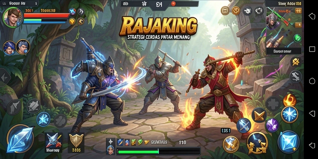 Gameplay strategi menarik dalam RAJAKING dengan serangan dan pertahanan yang seru.