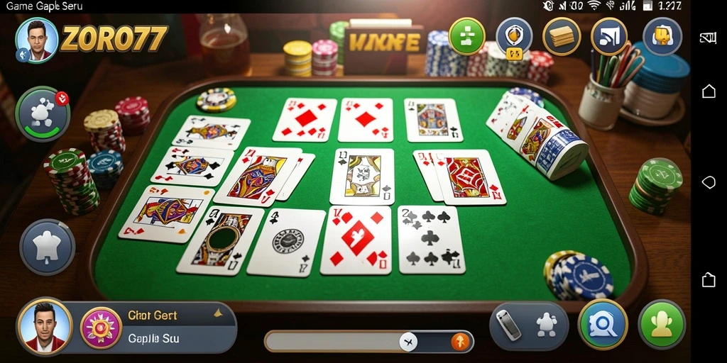 Screenshot utama menunjukkan gameplay Gaple yang seru dan interaktif.